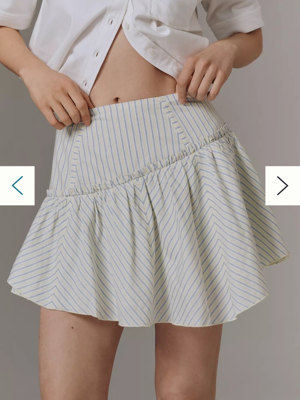 Anthropologie Maeve Blue and White Striped Ruffle Skirt